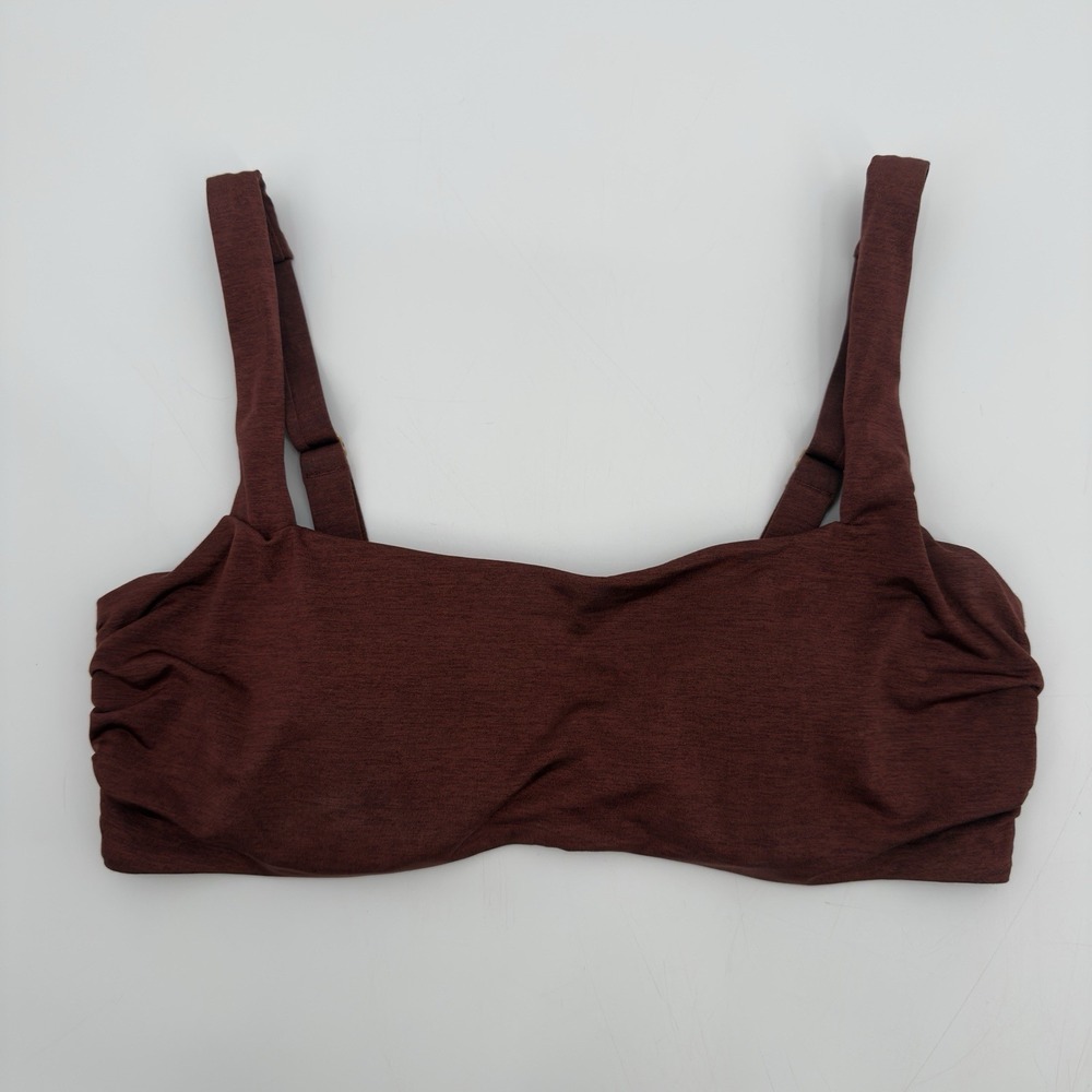 Athleta Bikini Top Aqualuxe Bra Size 36 B/C Maroon Square Neck Adjustable Straps